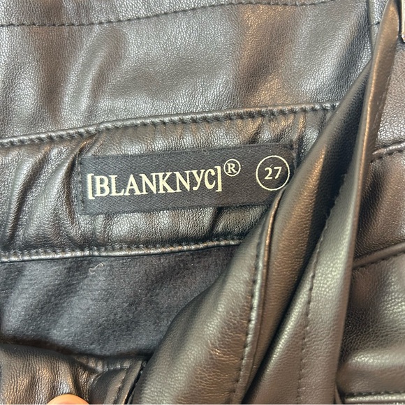 [BLANKNYC] Womens Vegan Leather Straight Leg Paperbag Pant - Picture 3 of 6